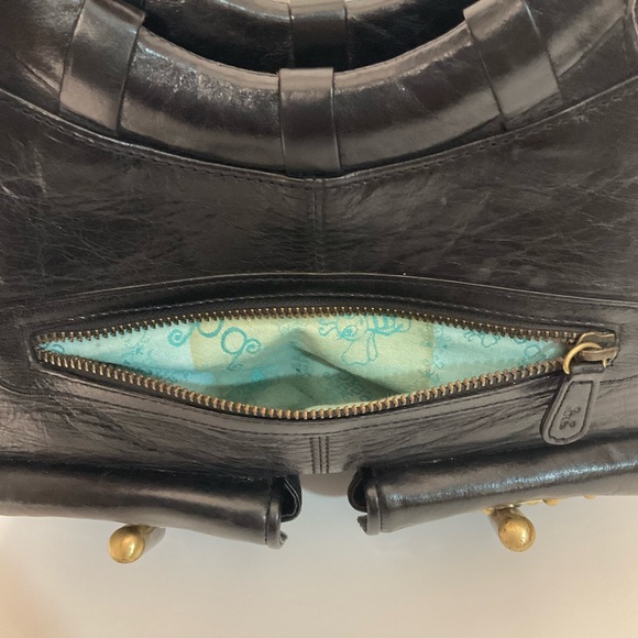 Babee D Black Python Leather Boho Handbag Large Lined Interior 3 Front Pockets - Picture 7 of 16